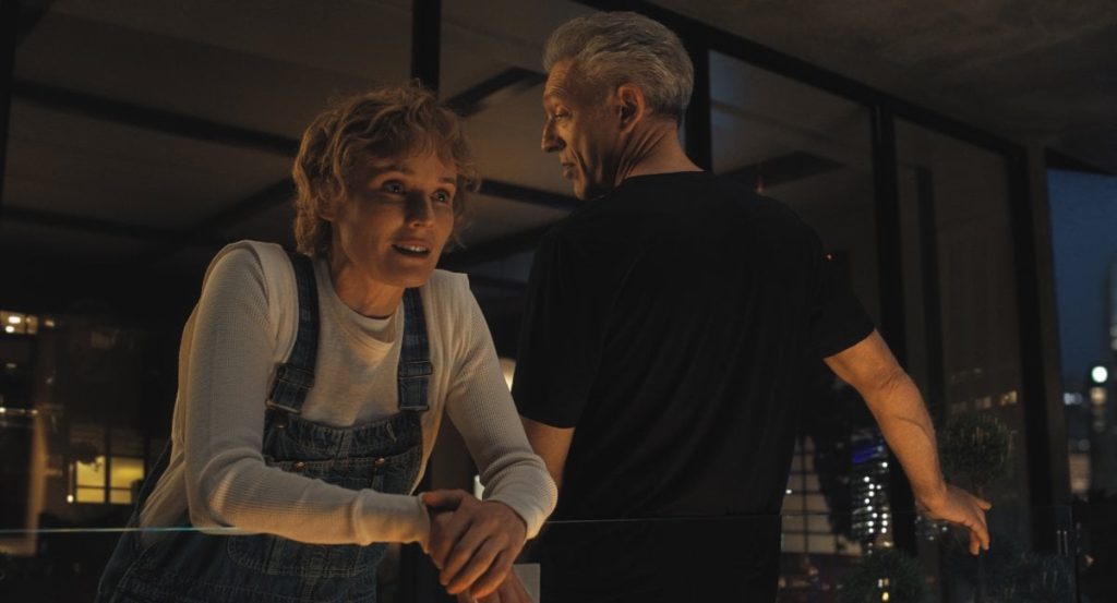 vincent cassel e Diane Kruger sul set di the shrouds